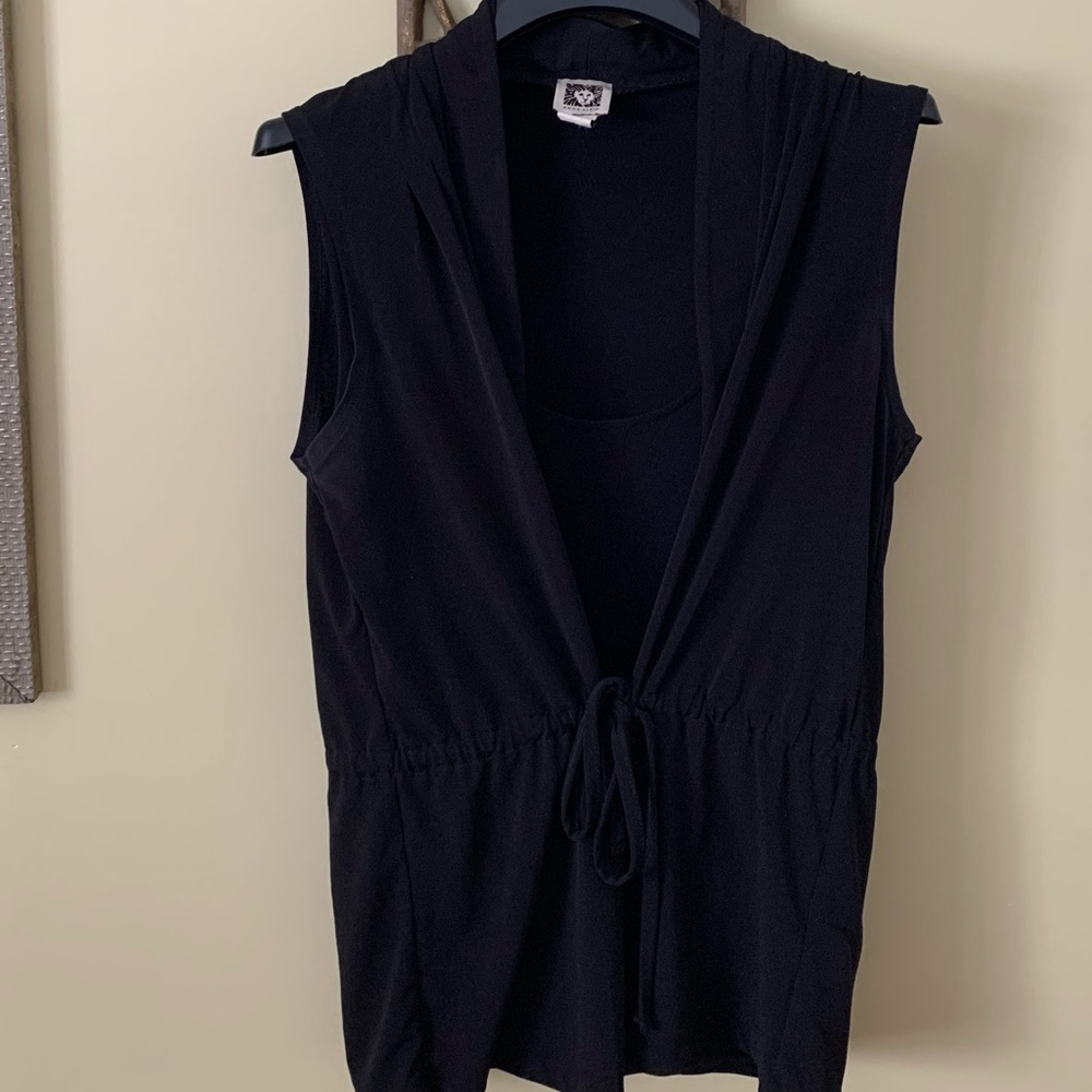 Ann Klein Multi Layered Sleeveless Top with Ties